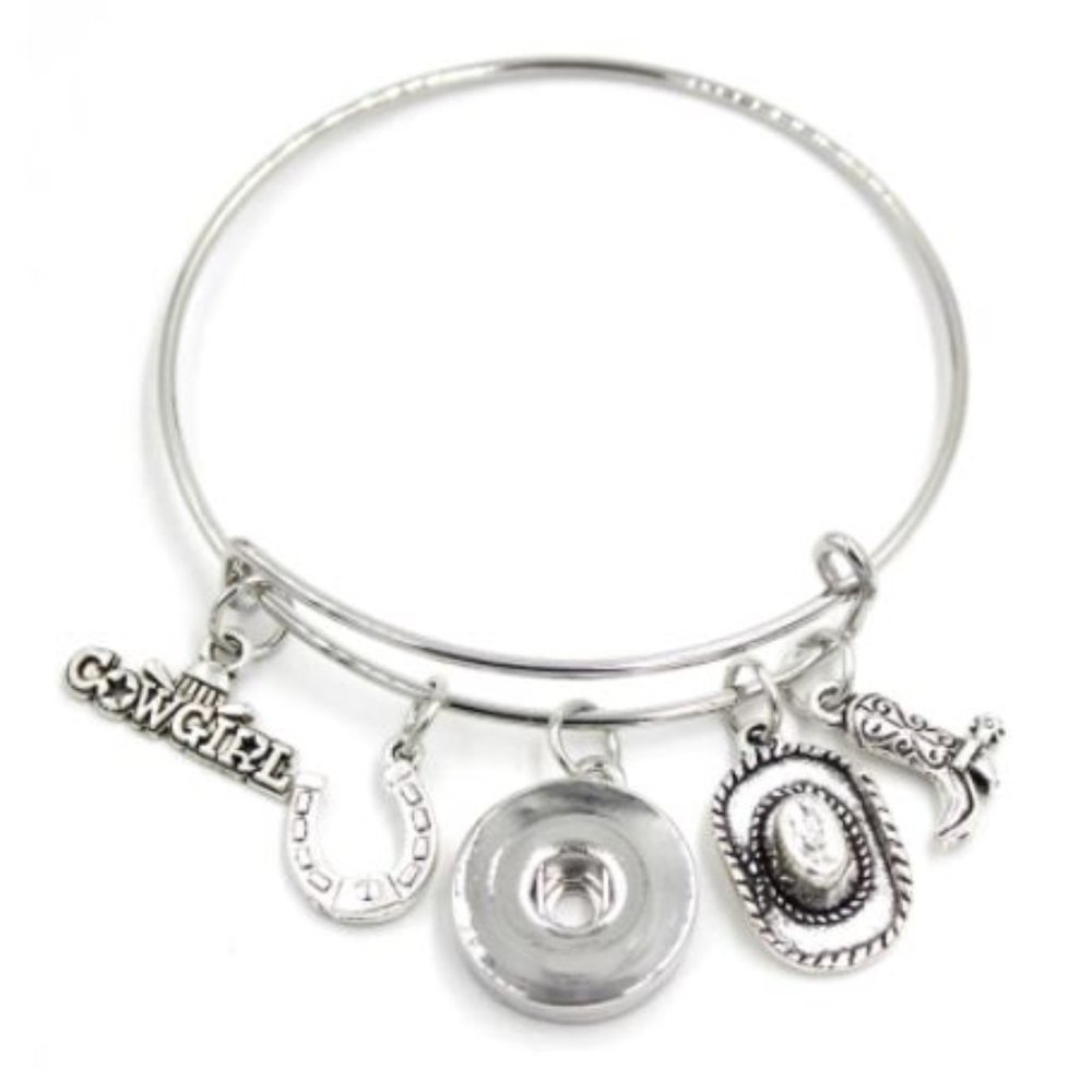 Cowgirl Charm Bracelet Western Cowgirl hat boot